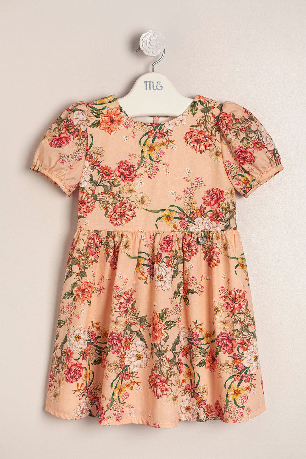 Girls Gathered Spanish Floral Short Sleeve Dress