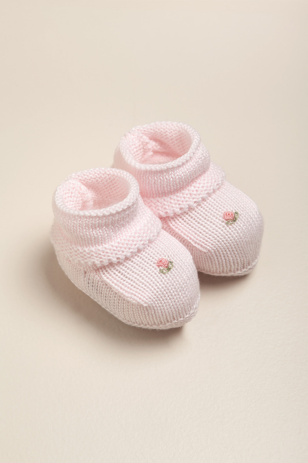 Baby Girl Knitted Cotton Embroidered Booties