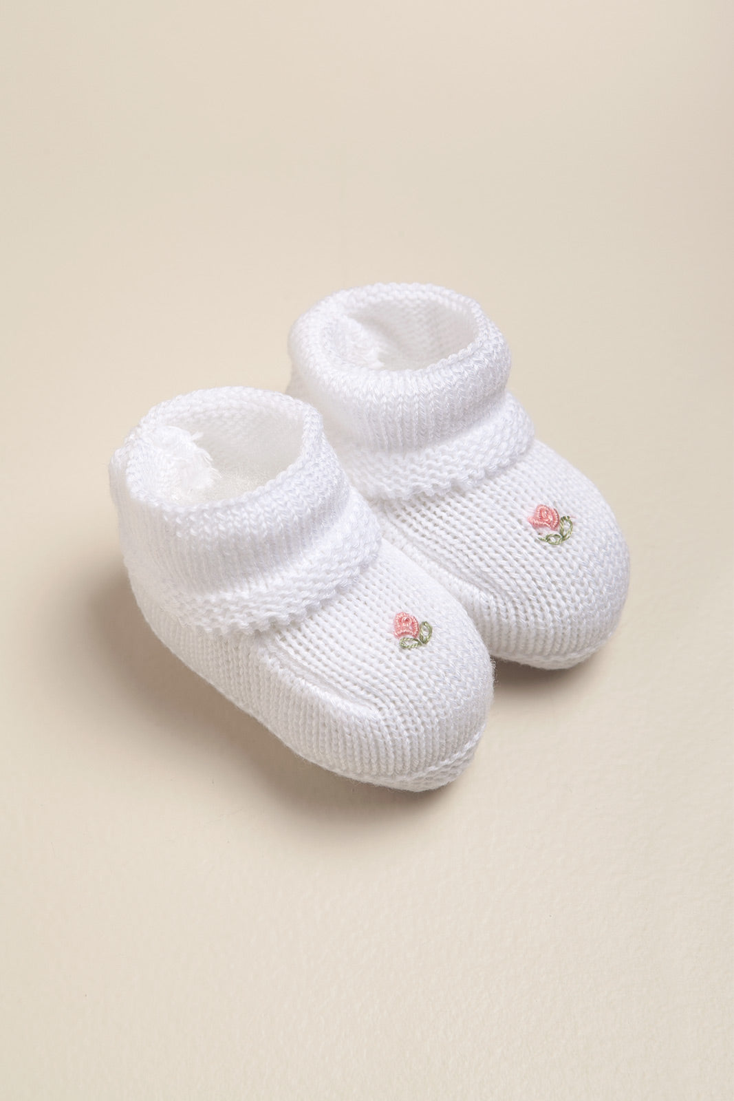 Baby Girl Knitted Cotton Embroidered Booties