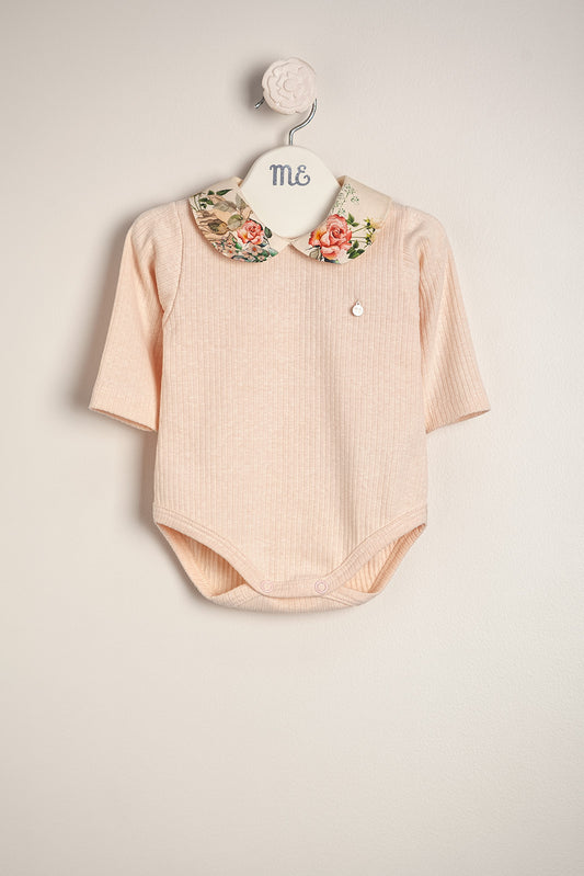 Baby Girl Bodysuit with Vintage Rose Collar