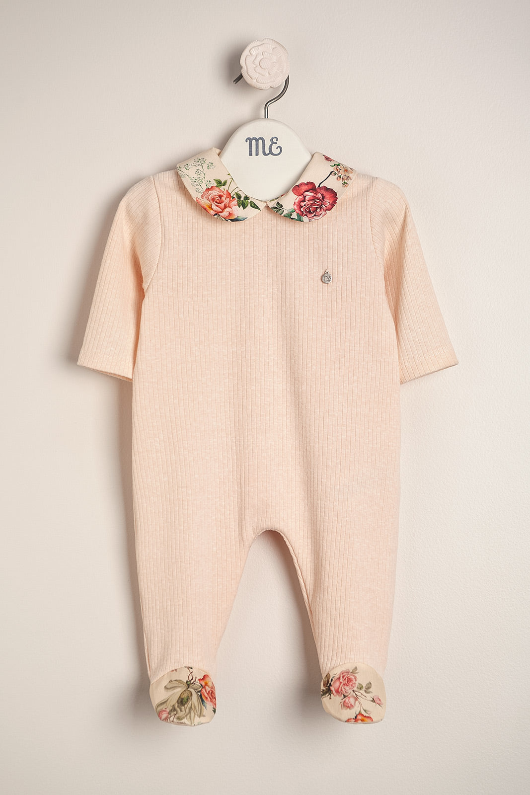 Baby Girl Cotton All-in-One with Floral Collar