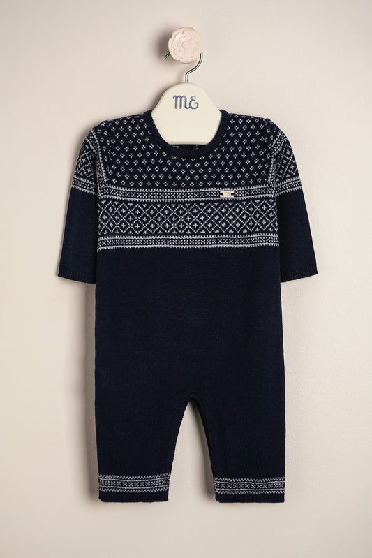 Baby Boy Knitted Jacquard Design All-In-One