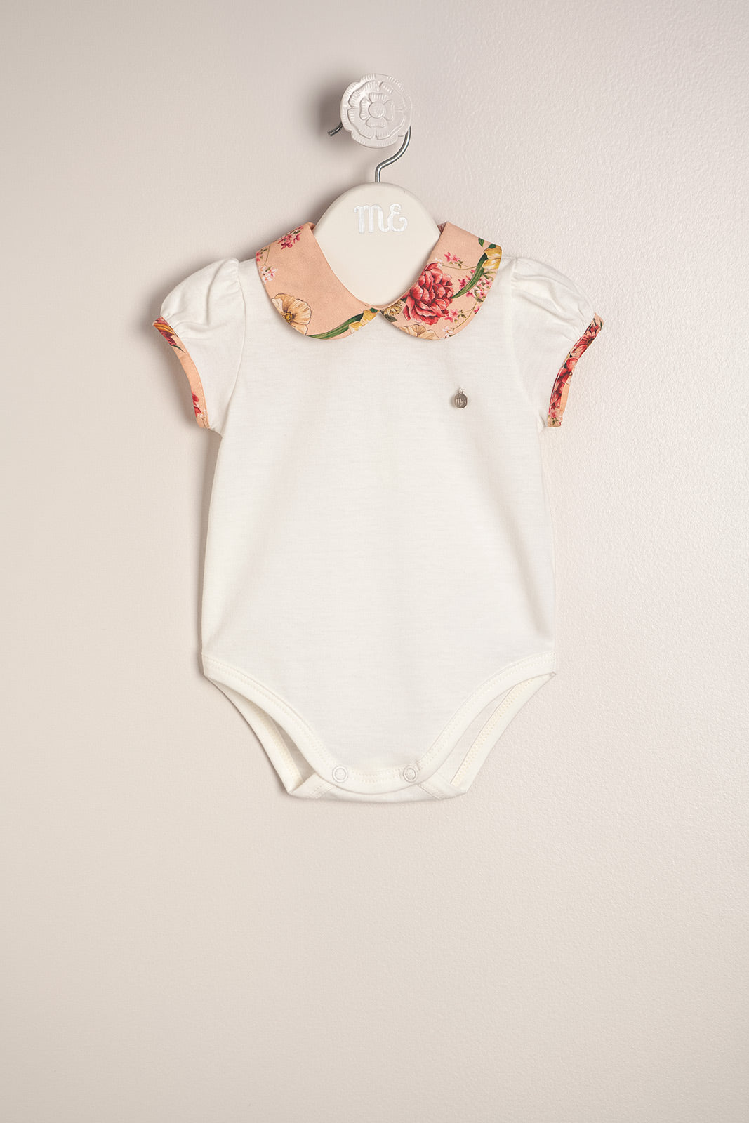 Short Sleeved Bodysuit with Spanish Floral Collar