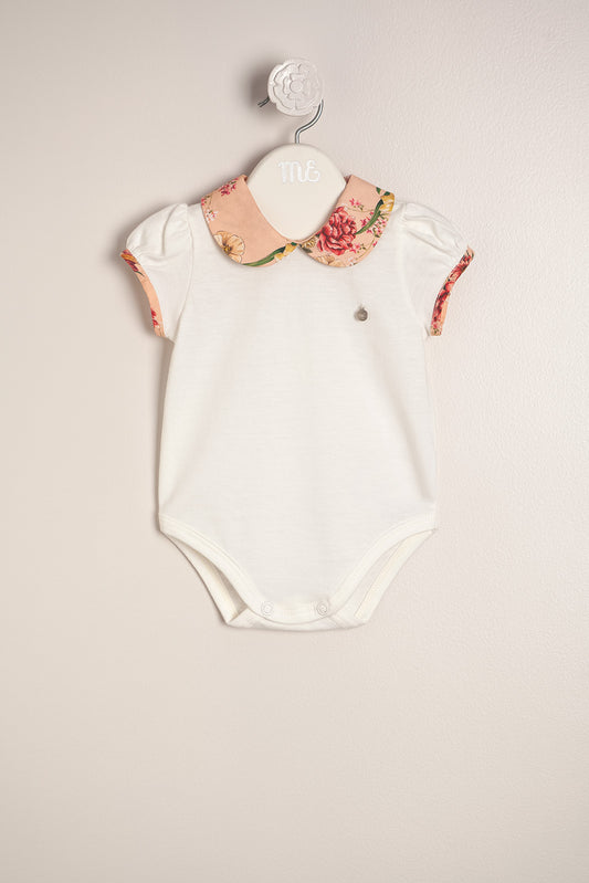 Short Sleeved Bodysuit with Spanish Floral Collar