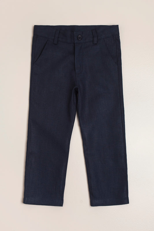 Baby & Toddler Boys' Navy Linen Trousers