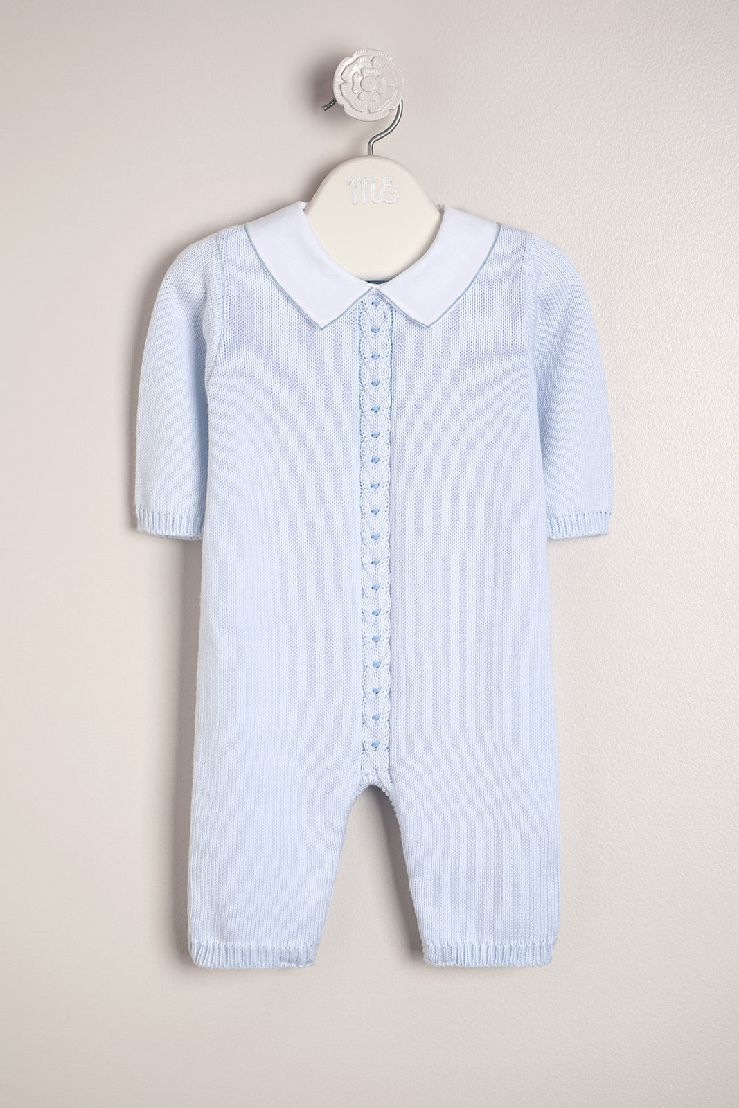 Baby Boy Collared Embroidered Knit One-Piece