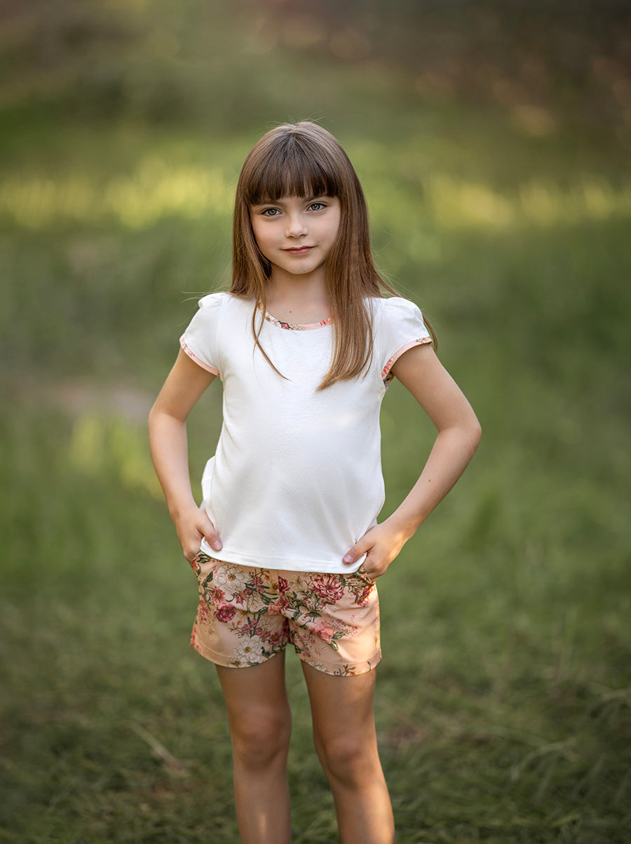 Girls Gathered Spanish Floral Shorts