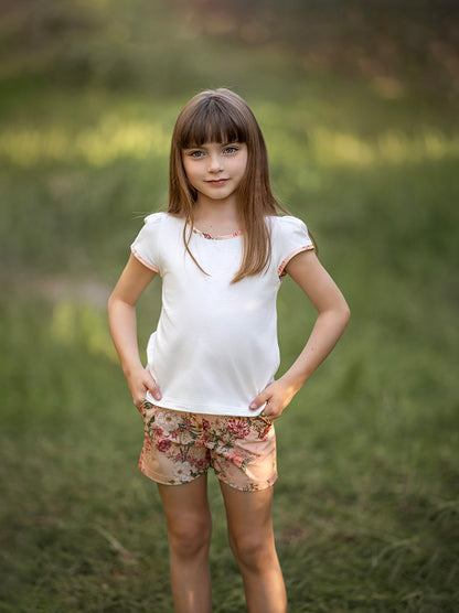 Girls Gathered Spanish Floral Shorts