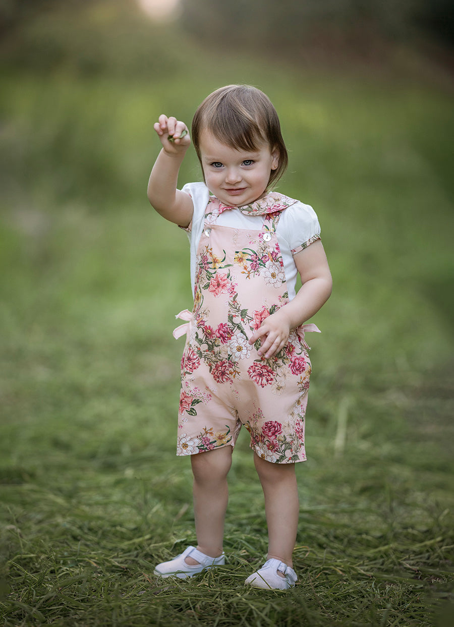 Baby Girl Spanish Floral Frill Overalls