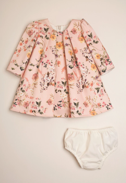 Baby Girl Lined Pleated Dress with Bloomers