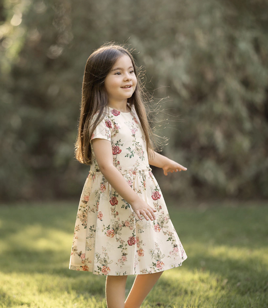 Little Girl Vintage Rose Poplin Dress